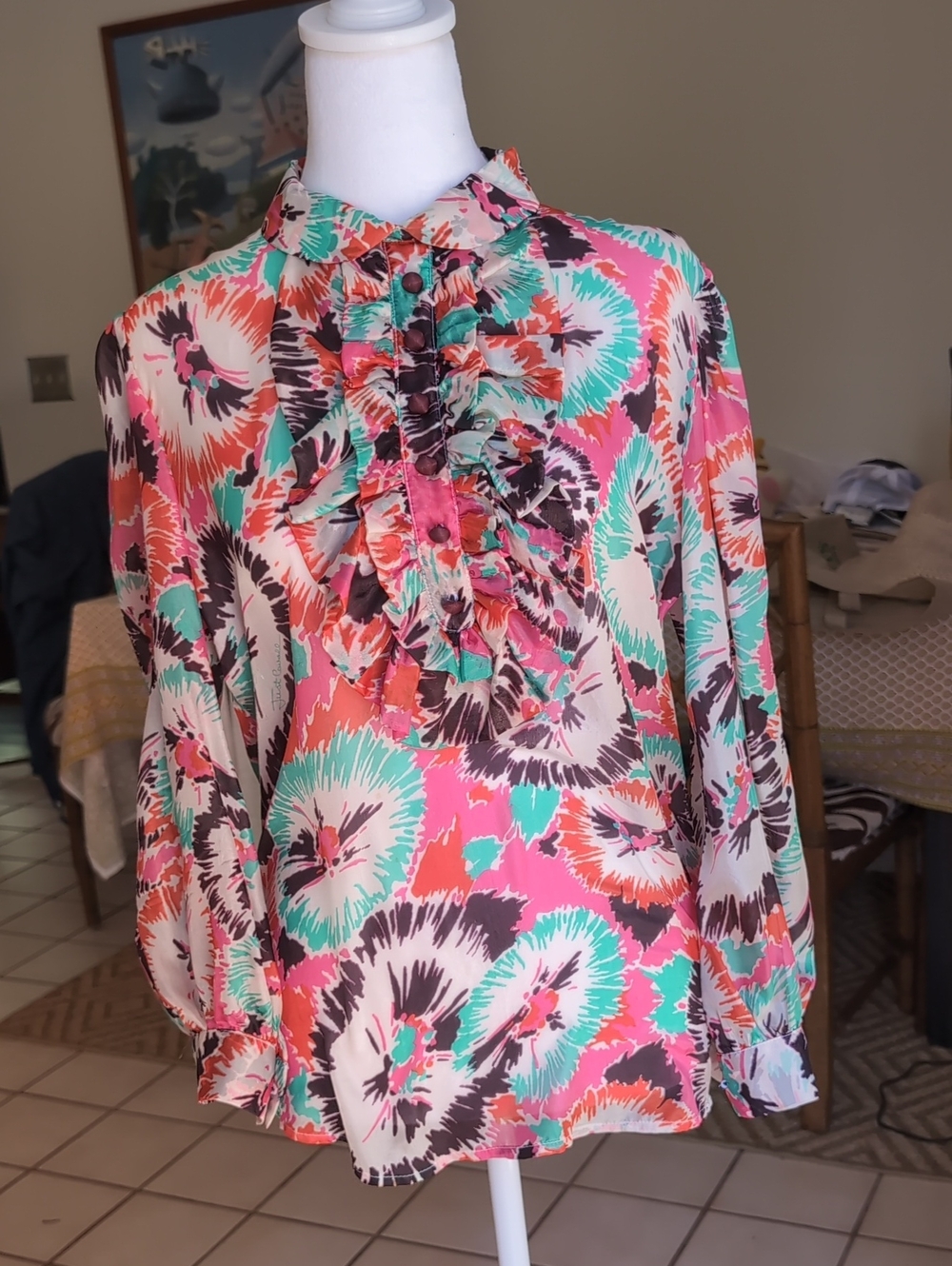 Just Cavalli Multicolor Floral Ruffle Blouse - Silk